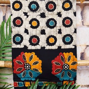 Black Batik Cotton Suit with Chiffon Dupatta