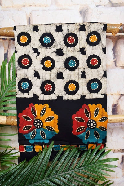 Black Batik Cotton Suit with Chiffon Dupatta