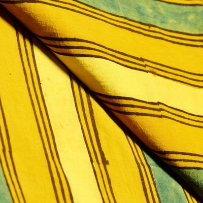 Yellow Ajrakh Special Triple Block Cotton Fabric