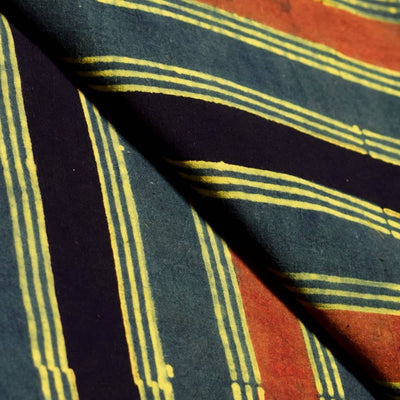 Green Ajrakh Special Triple Block Cotton Fabric