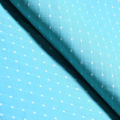 Blue Jacquard Cotton Fabric (Cut Piece 1.45 Meter)