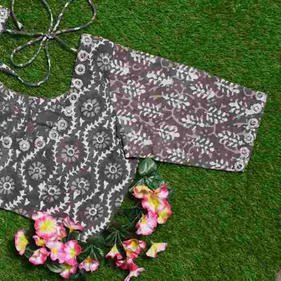 Dabu Customised Blouse with Mirrorwork - SSEthnics