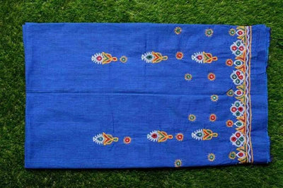 Blue Kutch Hand Embroidered Blouse Fabric - SSEthnics