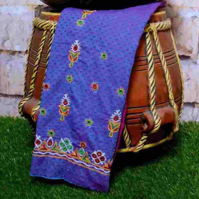 Purple Kutch Hand Embroidered Blouse Fabric - SSEthnics