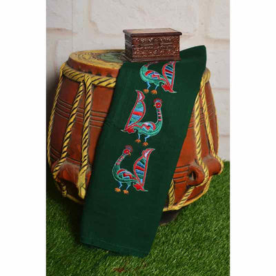 Green Cotton Blouse with Embroidery - SSEthnics
