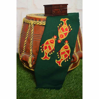 Green Cotton Blouse with Embroidery - SSEthnics