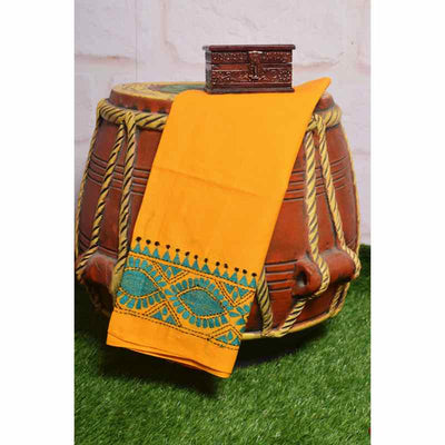 Yellow Kantha Hand Embroidered Blouse - SSEthnics