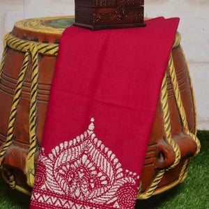 Pink Kantha Hand Embroidered Blouse - SSEthnics