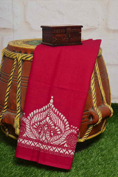 Pink Kantha Hand Embroidered Blouse - SSEthnics