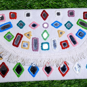 Mirror Work Cotton Clutch