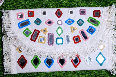 Mirror Work Cotton Clutch