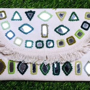 Mirror Work Cotton Clutch