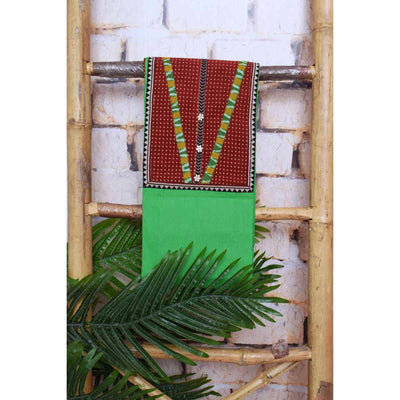 Green Upcycled Patchwork Kurti Fabric - SSEthnics