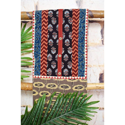 Chikoo Ajrakh Cotton Patchwork Kurti- SSEthnics
