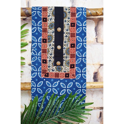 Indigo Dabu Cotton Patchwork Kurti- SSEthnics