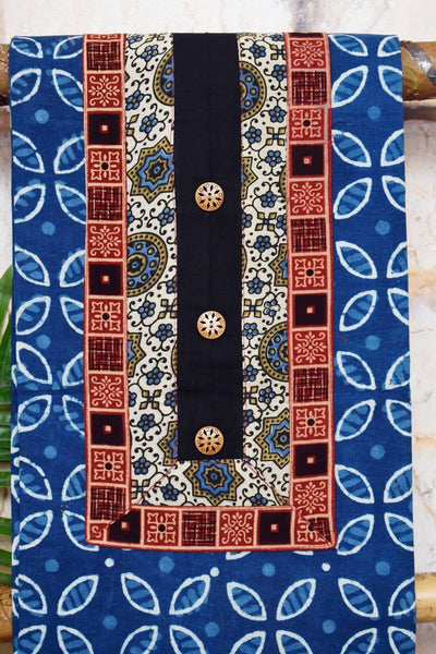 Indigo Dabu Cotton Patchwork Kurti- SSEthnics