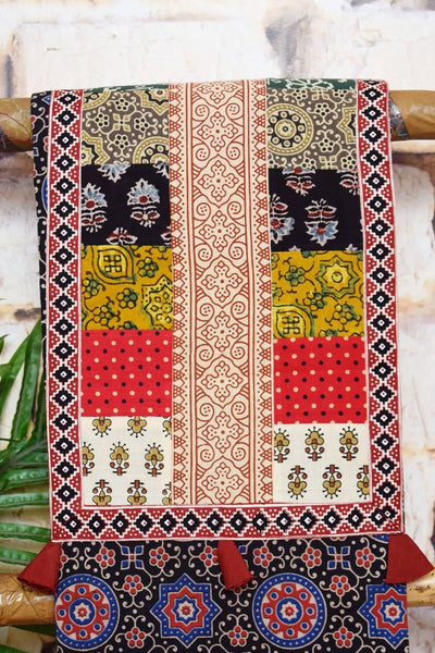 Black Ajrakh Cotton Patchwork Kurti- SSEthnics