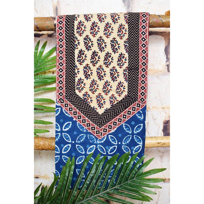 Indigo Dabu Cotton Patchwork Kurti- SSEthnics