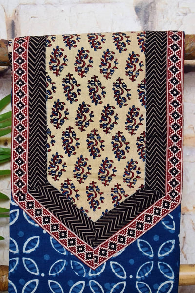 Indigo Dabu Cotton Patchwork Kurti- SSEthnics