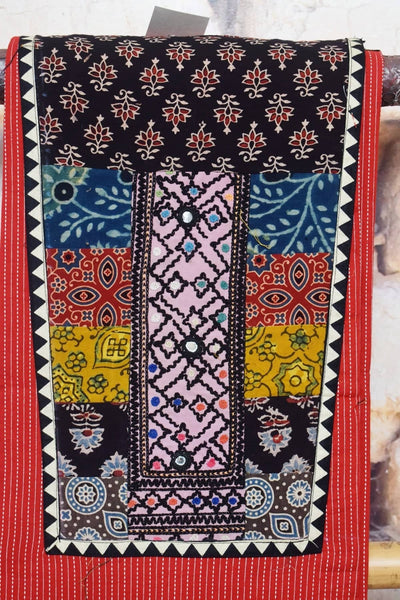 Red Cotton Patchwork Kurti with Kutch Patch