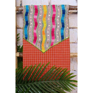 Orange Customised Phulkari Kurti Fabric - SSEthnics