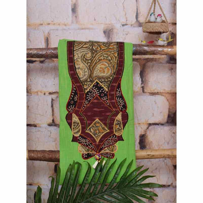 Green Cotton Patchwork Kurti Fabric - SSEthnics