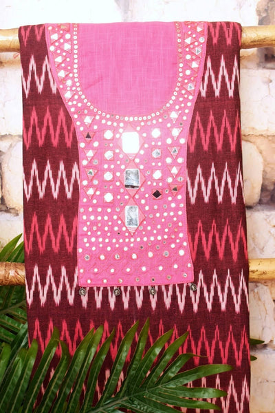 Purple Ikat Mirror Work Kurti