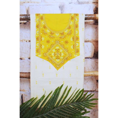 Off-White Hand Embroidered Kurti Fabrics