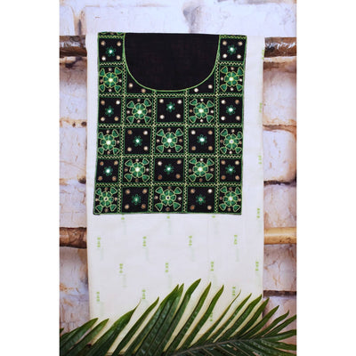 Off-White Hand Embroidered Kurti Fabrics