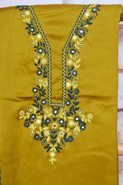 Yellow Modal Silk Hand Embroidered Kurti