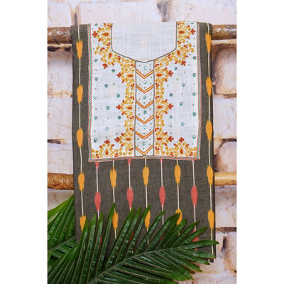 Grey Ikat Hand Embroidered Kurti