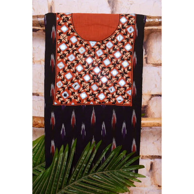 Dark Blue Ikat Hand Embroidered Kurti