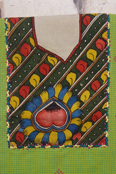 Pen Kalamkari Kurti Fabric - SSEthnics