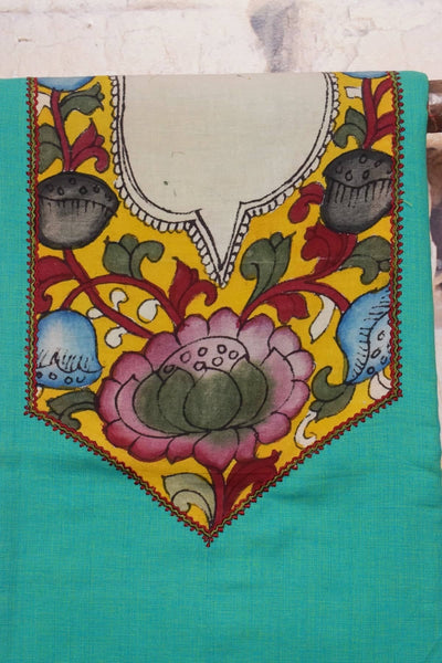 Pen Kalamkari Kurti Fabric - SSEthnics