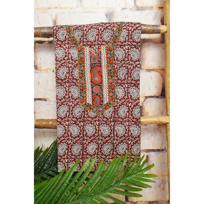  Bagh Block Print Embroidered Kurti Fabric