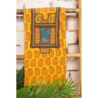  Bagh Block Print Embroidered Kurti Fabric