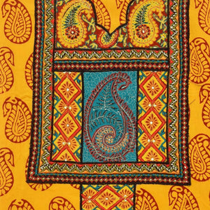 Green Bagh Block Print Embroidered Kurti Fabric