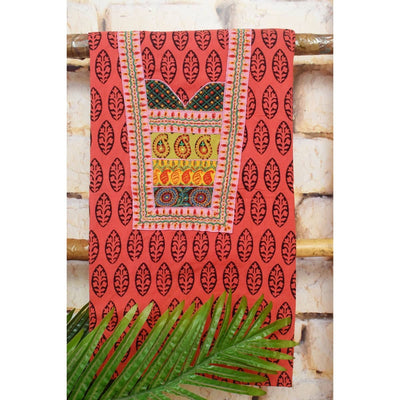  Bagh Block Print Embroidered Kurti Fabric