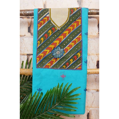 Pen Kalamkari Kurti Fabric - SSEthnics