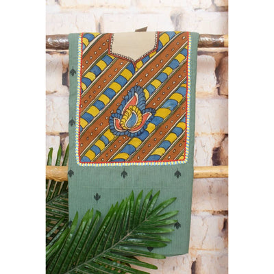 Pen Kalamkari Kurti Fabric - SSEthnics