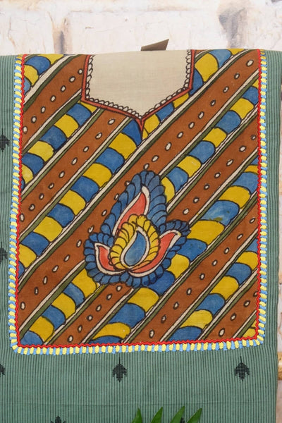 Pen Kalamkari Kurti Fabric - SSEthnics