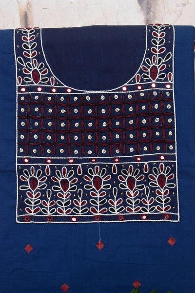 Blue Hand Embroidered Cotton Kurti