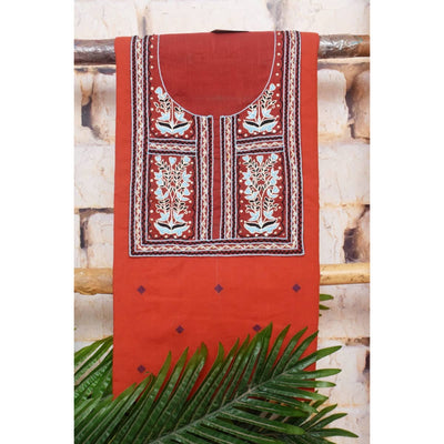Orange Hand Embroidered Cotton Kurti