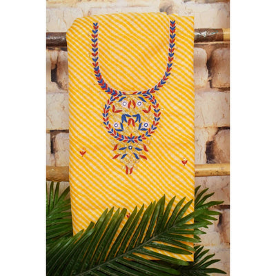 Yellow Leheriya Hand Embroidered Kota Kurti