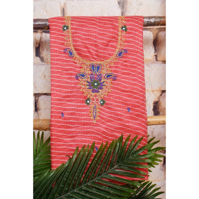 Pink Leheriya Hand Embroidered Kota Kurti