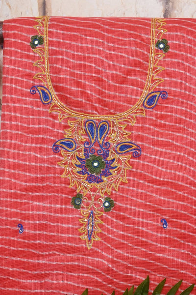 Pink Leheriya Hand Embroidered Kota Kurti