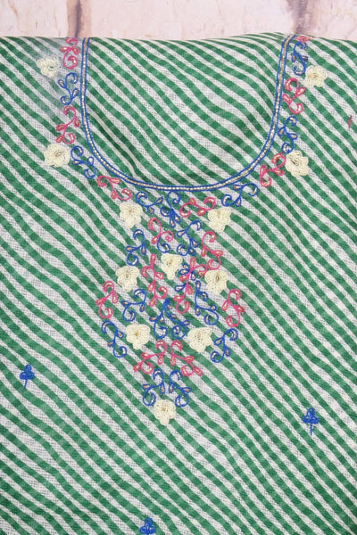 Green Leheriya Hand Embroidered Kota Kurti