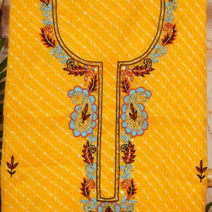 Yellow Leheriya Hand Embroidered Kota Kurti