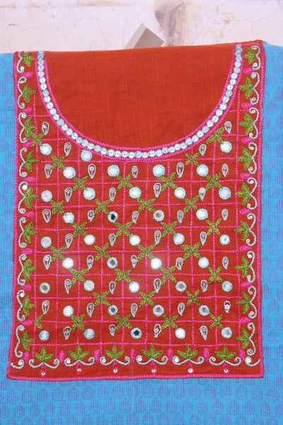 Blue Hand Embroidered Cotton Kurti