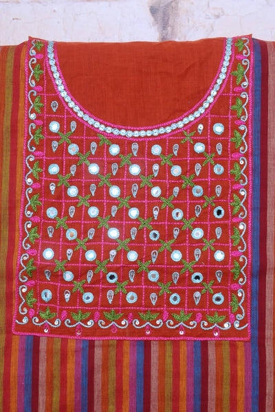 Red Hand Embroidered Cotton Kurti